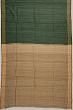 Tussar Plain Bottle Green Saree With Warli Embroidery Pallu