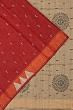 Tussar Butta Red Saree With Warli Embroidery Pallu