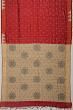 Tussar Butta Red Saree With Warli Embroidery Pallu