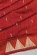 Tussar Butta Red Saree With Warli Embroidery Pallu