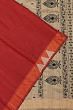 Tussar Plain Red Saree With Warli Embroidery Pallu