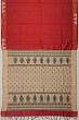 Tussar Plain Red Saree With Warli Embroidery Pallu