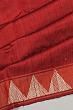 Tussar Plain Red Saree With Warli Embroidery Pallu