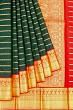 Kanchipuram Silk Horizontal Lines Bottle Green Saree