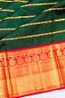 Kanchipuram Silk Horizontal Lines Bottle Green Saree