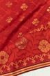 Dhakai Muslin Jamdani Cotton Red Saree