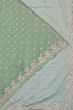 Organza Crushed Tissue Butta Sea Green Saree With Scallop Border