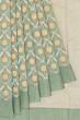 Pure Chanderi Silk Jaal Pista Green Saree