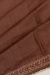 Tussar Plain Brown Saree With Embroidery