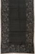 Tussar Plain Black Saree With Embroidery