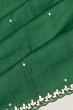 Tussar Embroidery Butta Dark Green Saree With Scallop Border