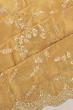 Organza Tissue Embroidery Jaal Gold Saree With Scallop Border