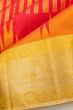 Classic Kanchipuram Silk Vertical Lines Pink Saree With Big Temple Border