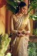 Kanchipuram Silk Tissue Brocade Cream Saree