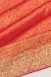 Kanchipuram Silk Brocade Pink Saree With Zardosi Work Border