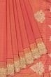 Kanchipuram Silk Brocade Pink Saree With Zardosi Work Border