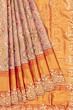 Kanchipuram Silk Tissue Brocade Gold Saree With Zardosi Work Scallop Border