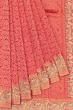 Kanchipuram Silk Brocade Pink Saree With Zardosi Work Border