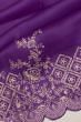 Organza Plain Violet Saree With Embroidery Scallop Border