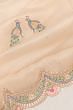 Organza Embroidery Butta Cream Saree With Scallop Border