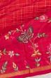 Kanchipuram Silk Checks Pink Saree With Embroidery Border