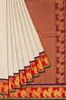 Kanchipuram Silk Horizontal Lines Off White Saree