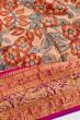 Kanchipuram Silk Handpainted Kalamkari Peach Saree