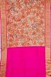 Kanchipuram Silk Handpainted Kalamkari Peach Saree