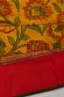 Kanchipuram Silk Kalamakari Hand Painted Yellow Saree