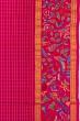 Petit Point Kanchipuram Silk Checks Pink Saree