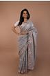 Organza Floral Embroidery Grey Saree