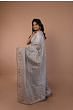 Organza Floral Embroidery Grey Saree