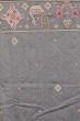 Organza Floral Embroidery Grey Saree