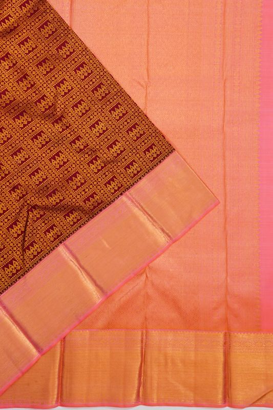 Kanchipuram Silk Brocade Maroon Saree