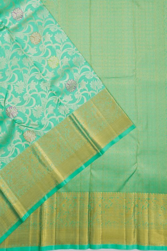 Kanchipuram Silk Brocade Sea Green Saree