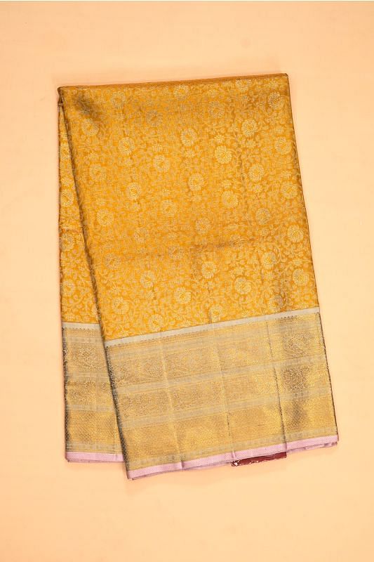 Kanchipuram Silk Tissue Brocade Gold Saree