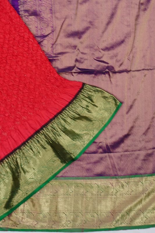 Kanchipuram Silk Bandhani Red Saree