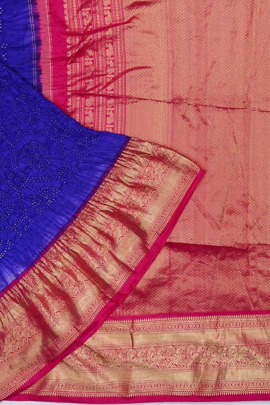 Kanchipuram Silk Bandhani Royal Blue Saree