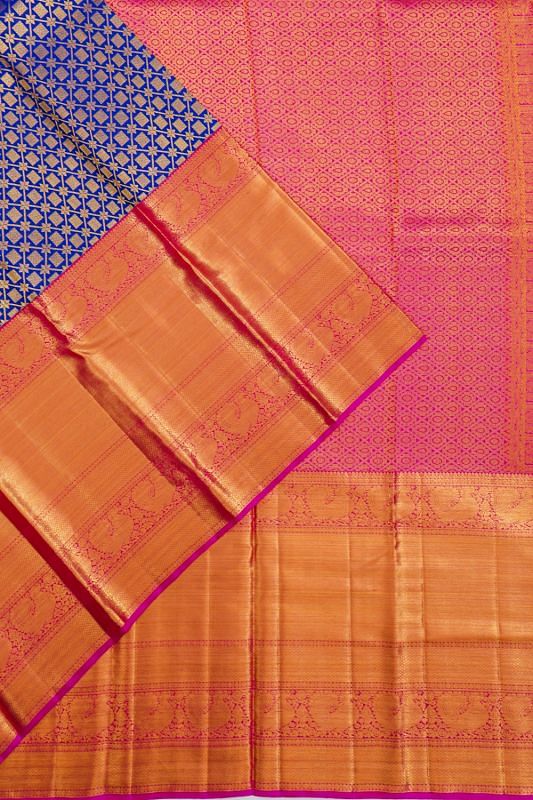 Kanchipuram Silk Brocade Royal Blue Saree