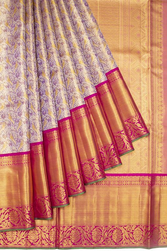 Kanchipuram Silk Tissue Jaal Violet Saree