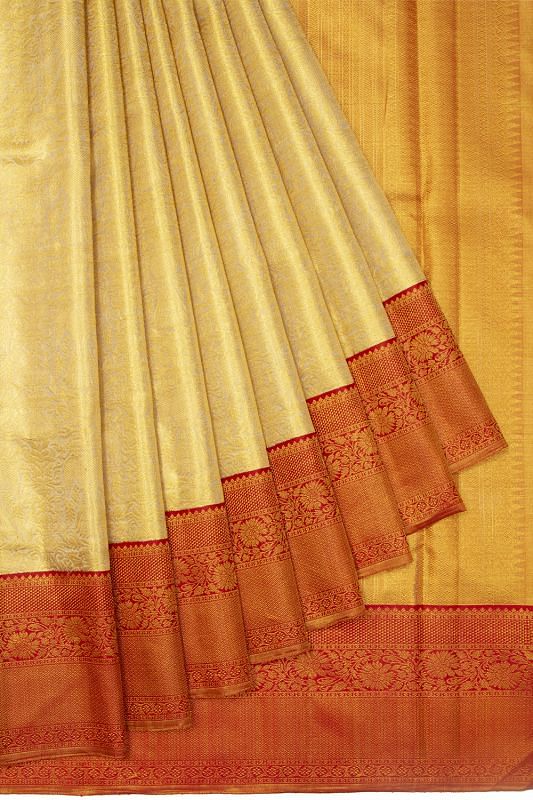 Kanchipuram Silk Tissue Brocade Gold Saree