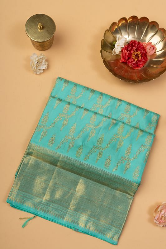 Kanchipuram Silk Jaal Blue Saree