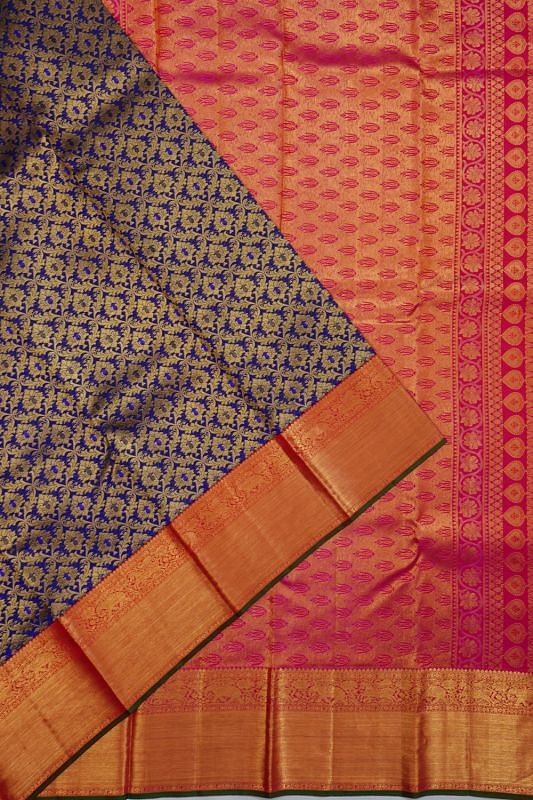 Kanchipuram Silk Brocade Royal Blue Saree