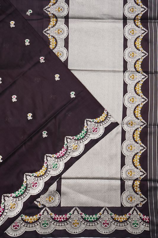 Banarasi Silk Butta Choco Brown Saree