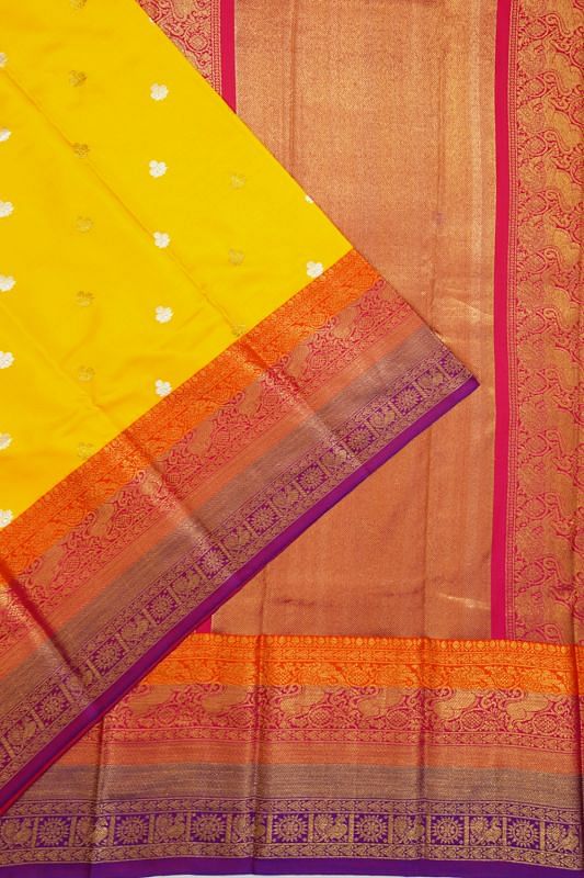 Kanchipuram Silk Twill Butta Yellow Saree