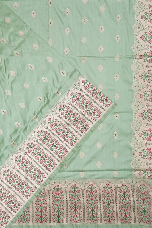 Banarasi Silk Butta Pastel Green Saree