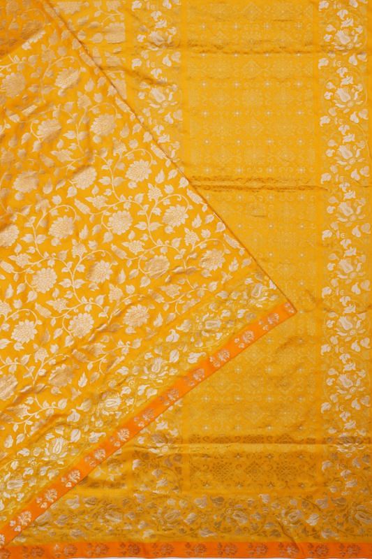 Banarasi Silk Brocade Yellow Saree