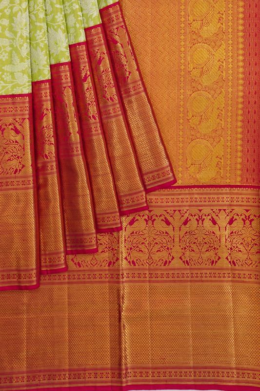 Kanchipuram Silk Brocade Pastel Green Saree