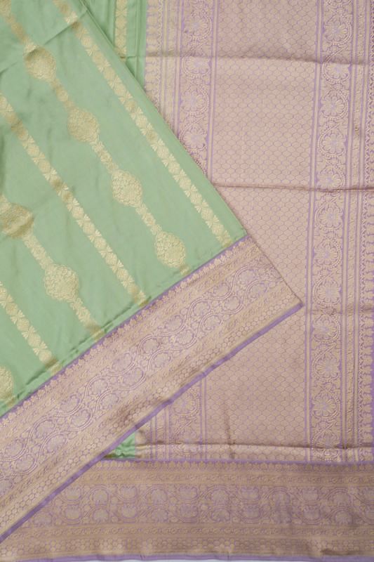 Banarasi Silk Vertical Lines Pista Green Saree