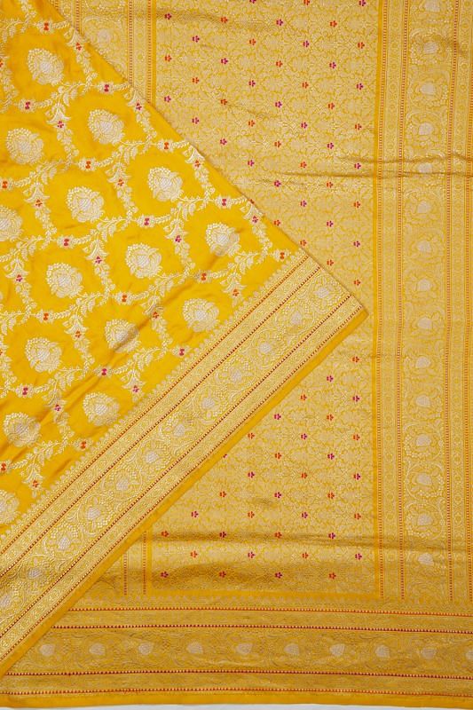 Banarasi Silk Kadwa Jaal Yellow Saree